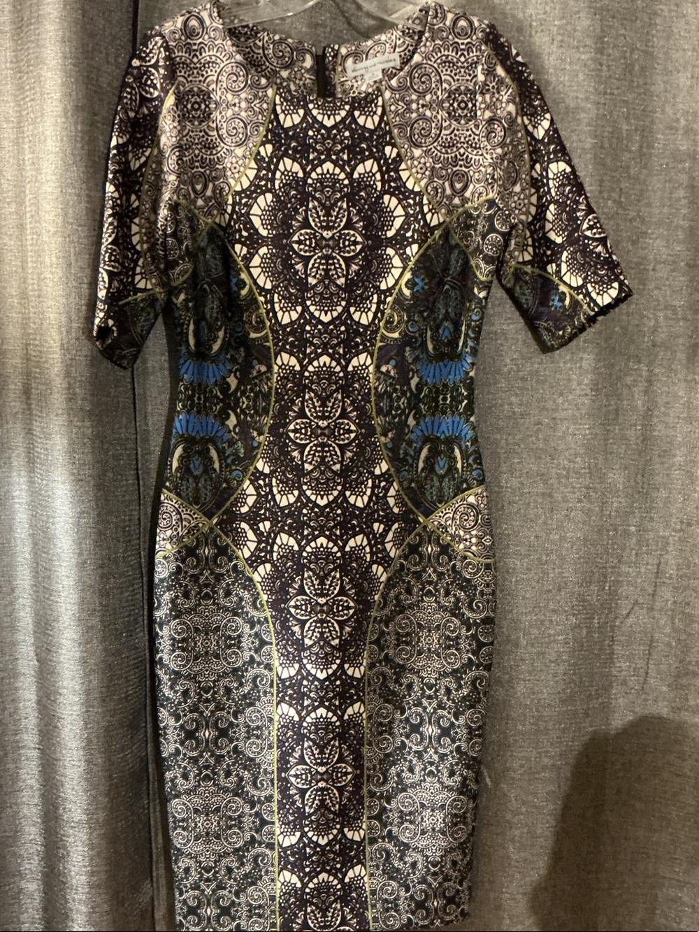 Danny & Nicole Black, Blue and Cream Printed Midi Dress